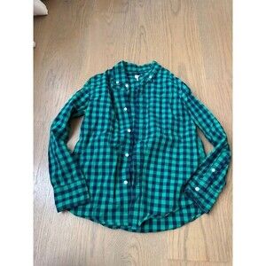 Boys Crewcuts 8 long sleeve check green navy button up fall
